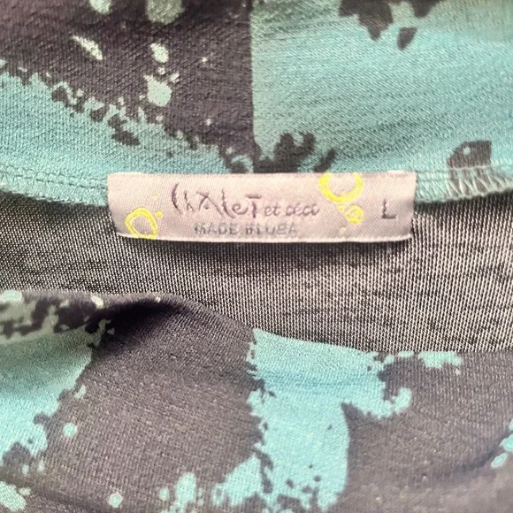 Chalet Et Cici Green and Black Print Tunic Dress with Mock Neck Size L - Picture 3 of 7